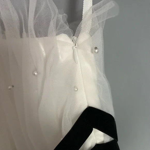 Maeve White Strapless Tiered Tulle Cocktail Mini Dress by Anthropologie - Picture 8 of 11